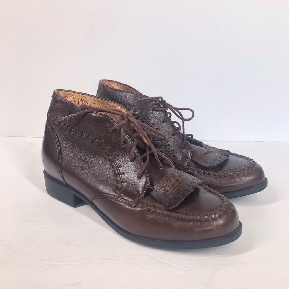 Ariat Women's Brown Leather Kiltie Lace Up Western Ankle Boot Size 5.5 16227